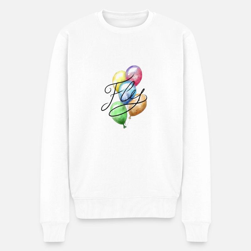 Bunte Luftballon - Männer Premium Bio Pullover - Weiß