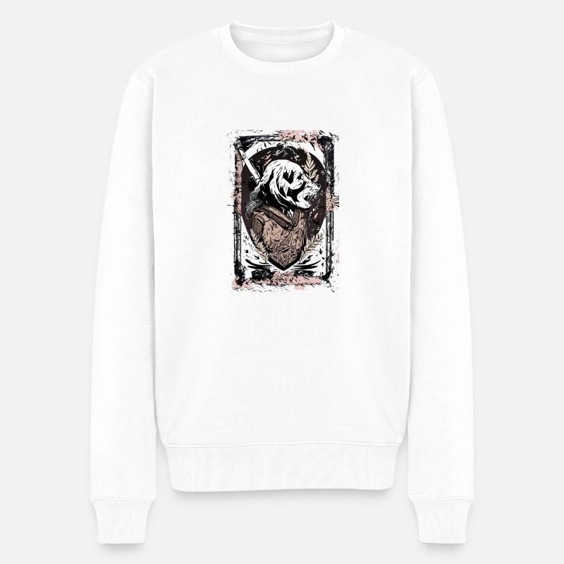 Jagdhund - Männer Premium Bio Pullover - Weiß