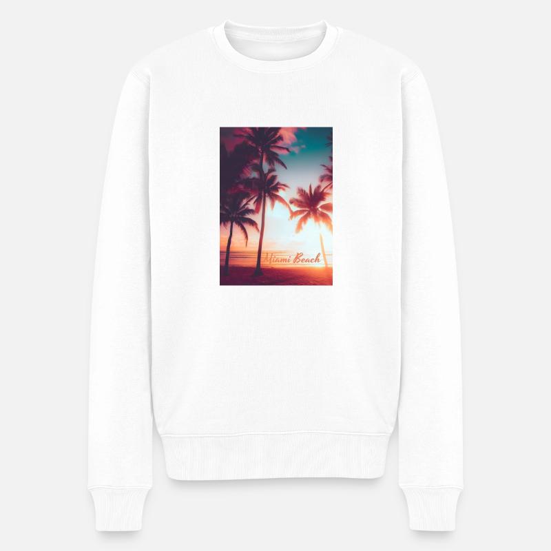 Miami beach Vibes - Männer Premium Bio Pullover - Weiß