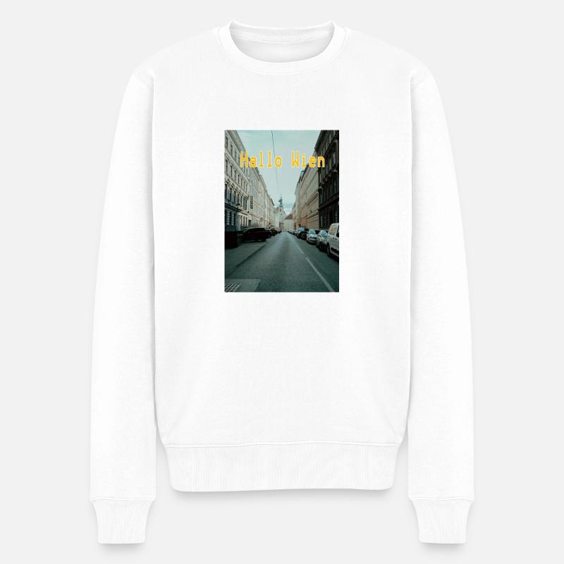 HalloWien - Männer Premium Bio Pullover - Weiß