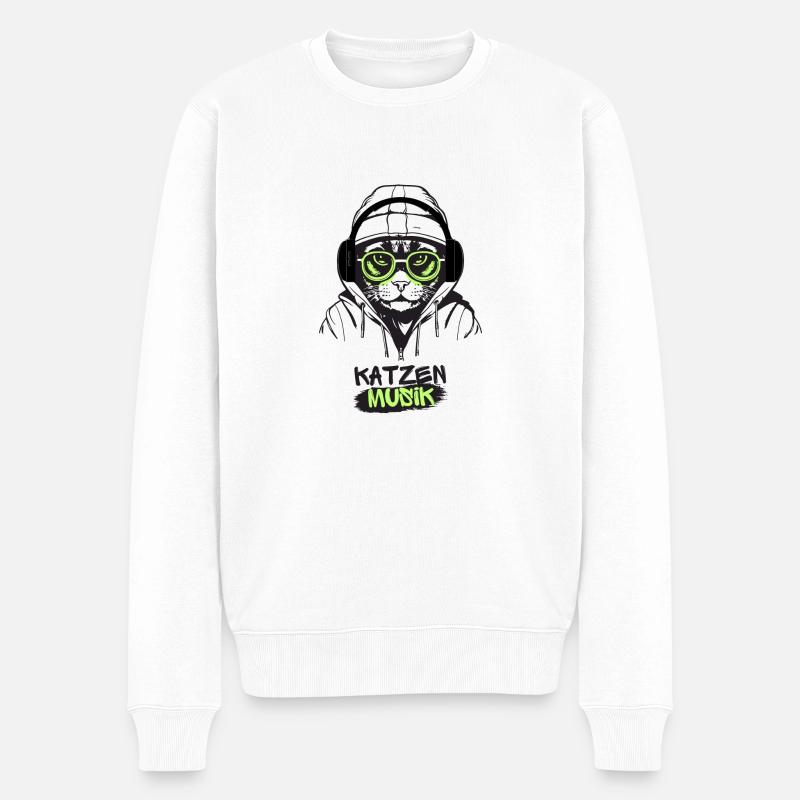Katzenmusik - Männer Premium Bio Pullover - Weiß