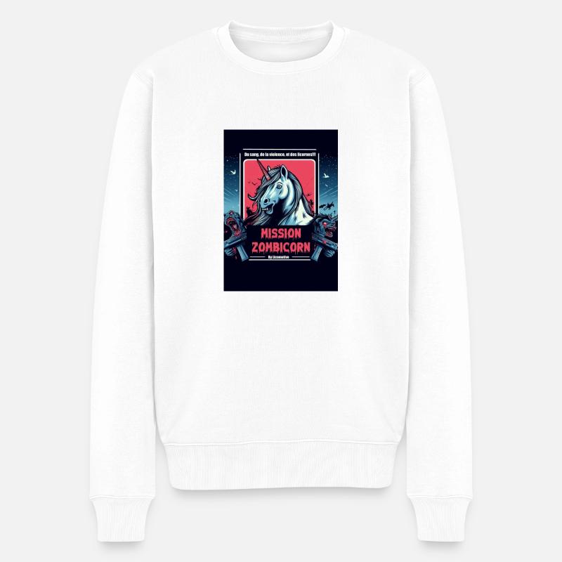 licorne zombie - Pull Premium bio Homme - blanc