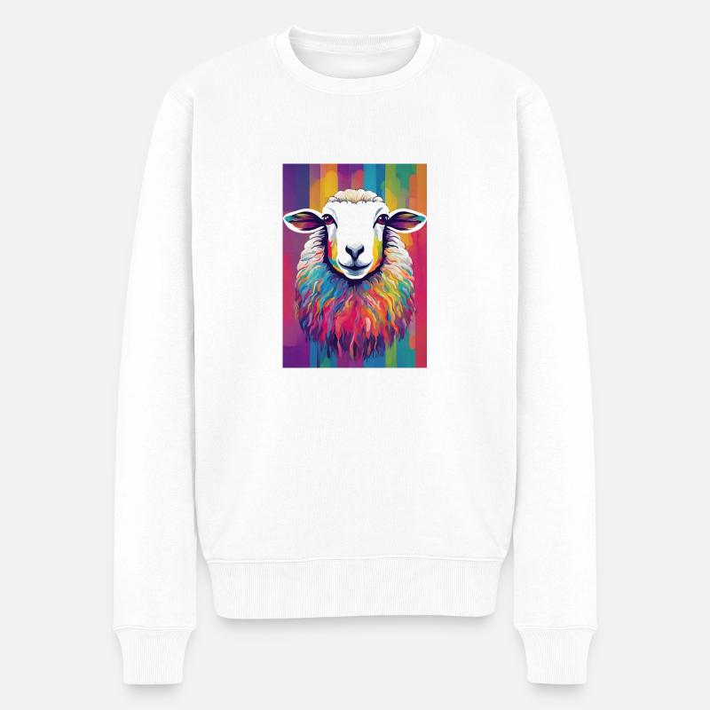 Buntes Schaf - Männer Premium Bio Pullover - Weiß