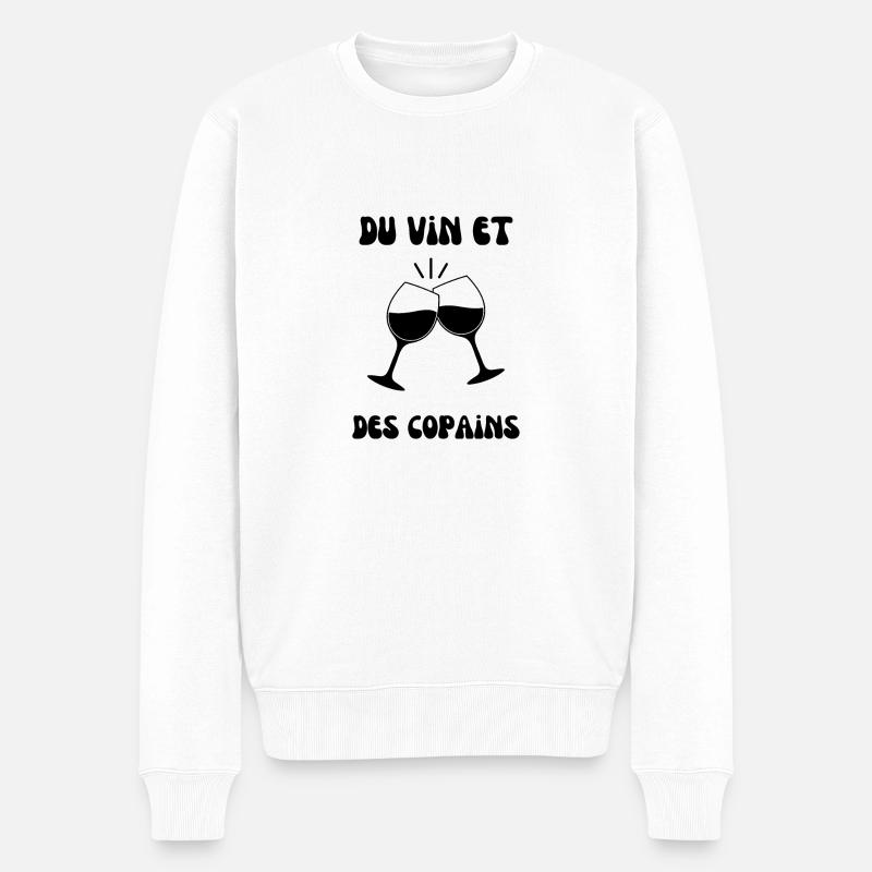 Wein und Freunde - Männer Premium Bio Pullover - Weiß