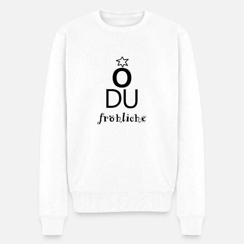 O du fröhliche - Männer Premium Bio Pullover - Weiß