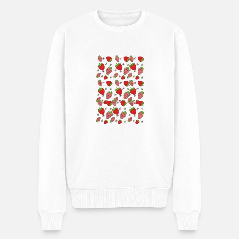 erdbeeren feld 2 - Männer Premium Bio Pullover - Weiß