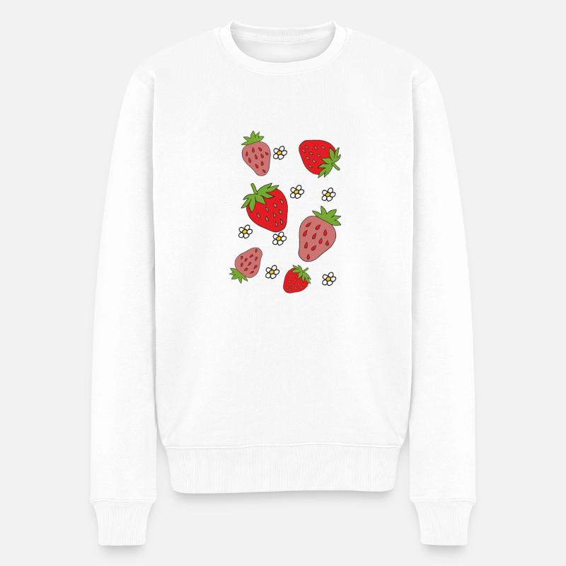 erdbeeren - Männer Premium Bio Pullover - Weiß