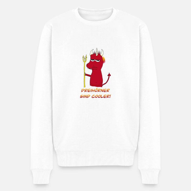 Dreihörner sind cooler! - Männer Premium Bio Pullover - Weiß