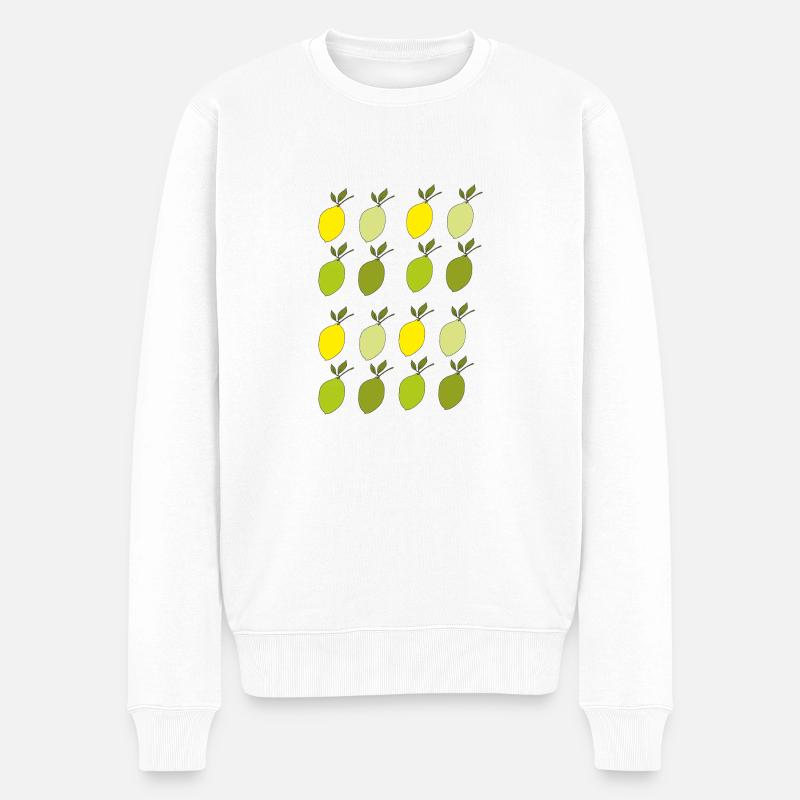 Motif citron - Pull Premium bio Homme - blanc