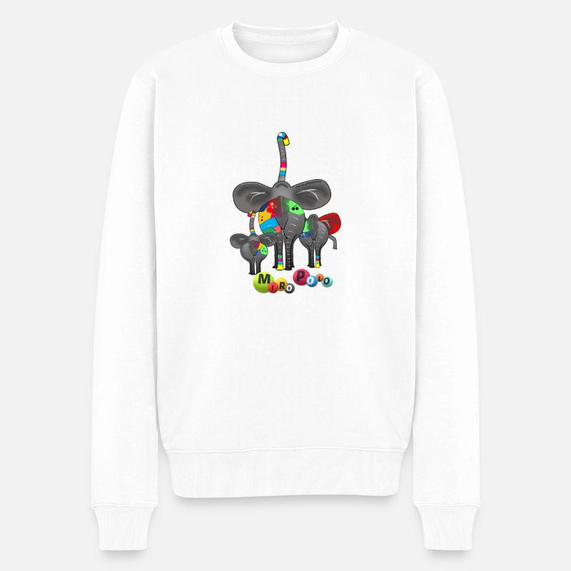 Elefant - Männer Premium Bio Pullover - Weiß