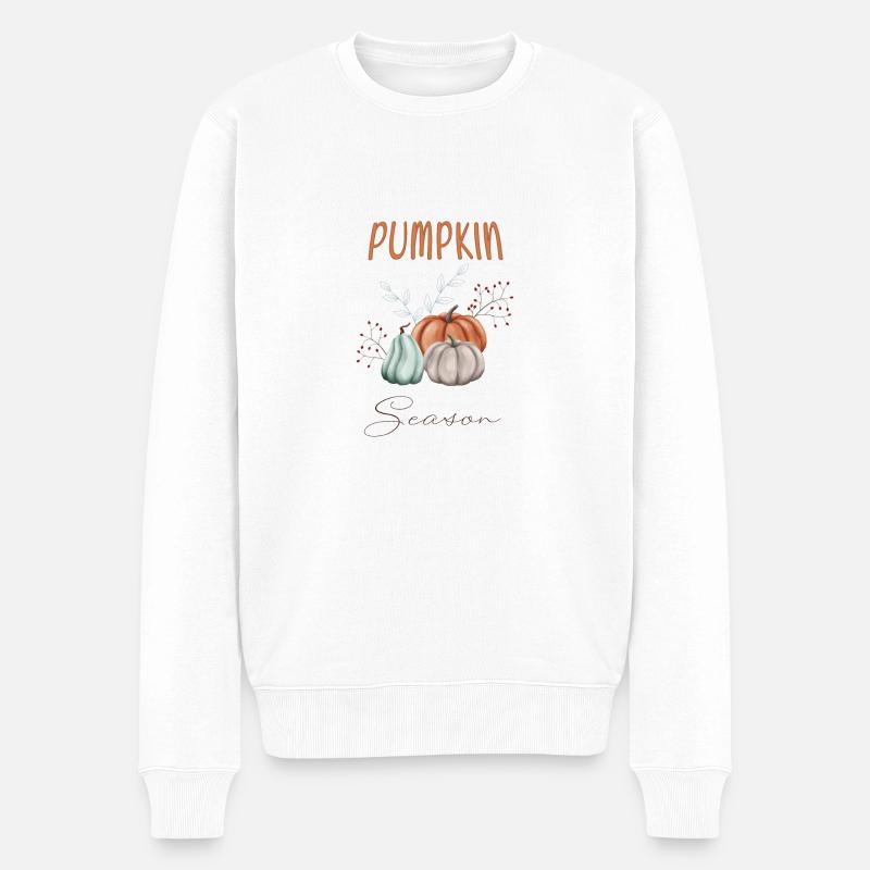 Herbstliche Kürbissaison - Männer Premium Bio Pullover - Weiß