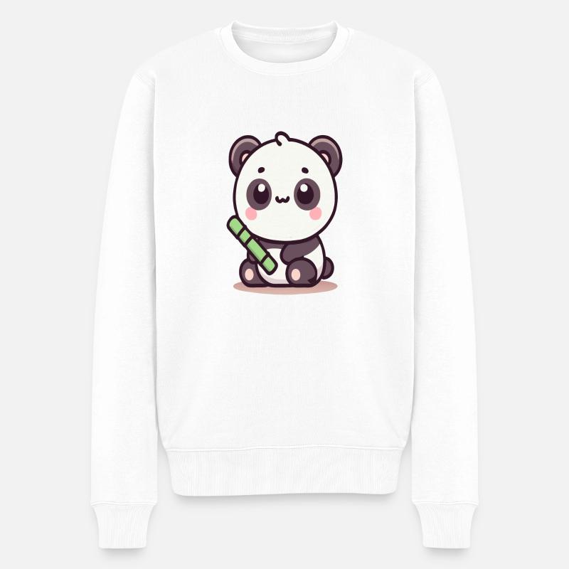 Panda - Männer Premium Bio Pullover - Weiß