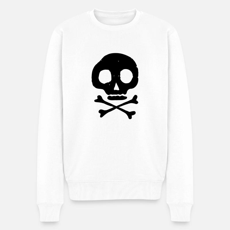 Schädel & Knochen - Männer Premium Bio Pullover - Weiß