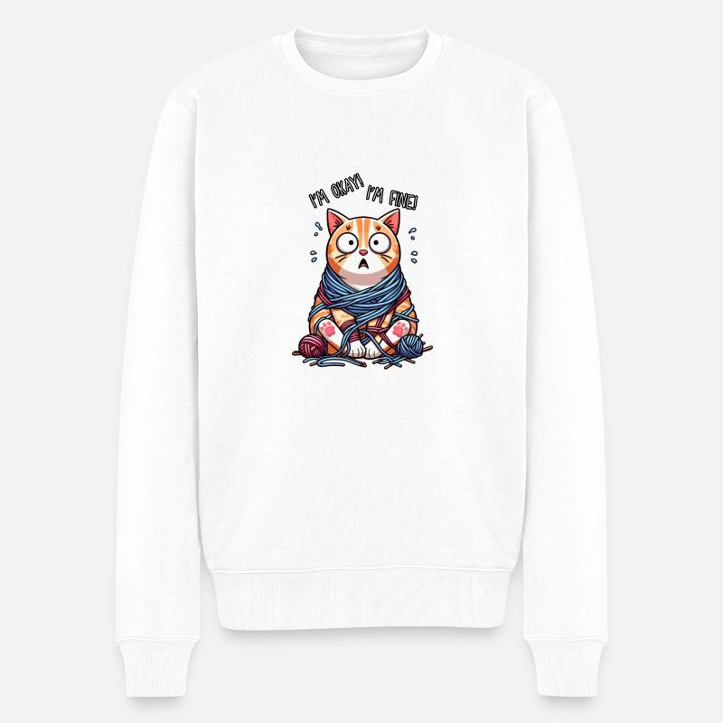 Okayest Cat - Pull Premium bio Homme - blanc