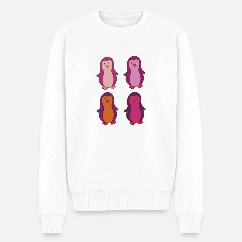 pinguin 4fach bunt - Männer Premium Bio Pullover - Weiß