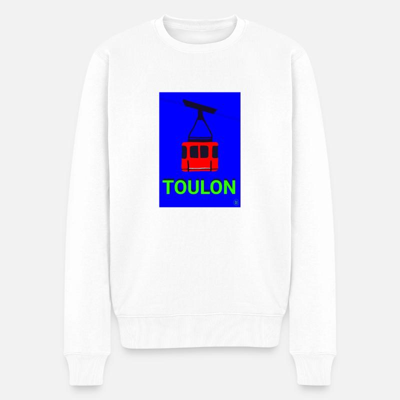 Seilbahn von Toulon - Männer Premium Bio Pullover - Weiß
