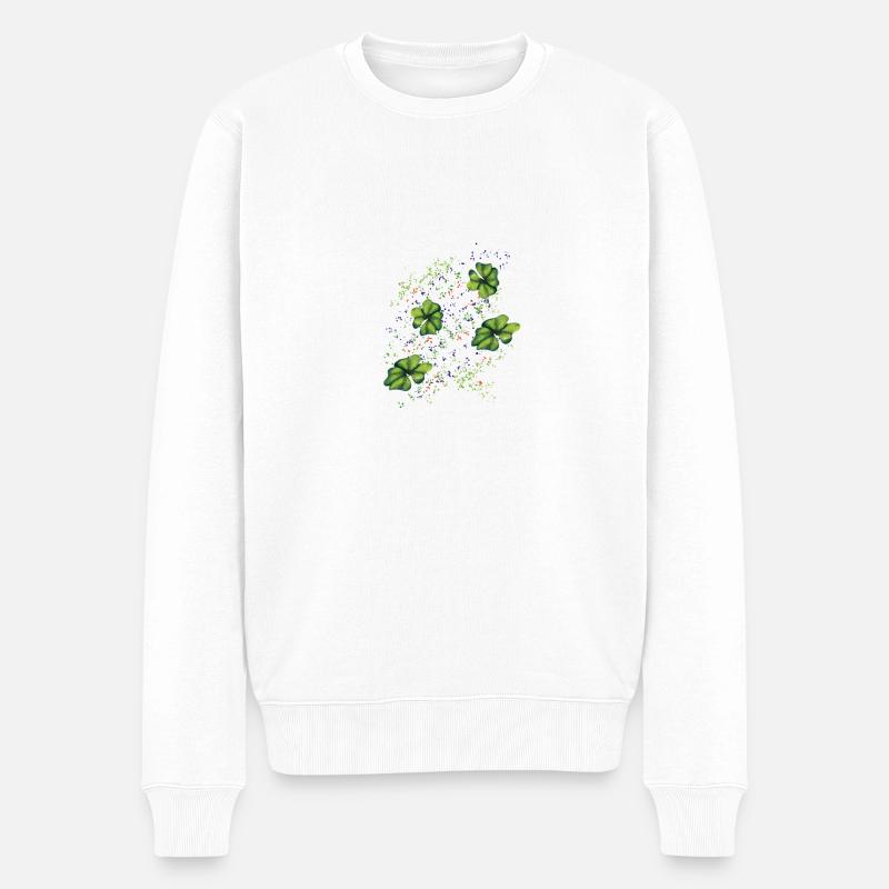 KleeBlatt - Männer Premium Bio Pullover - Weiß