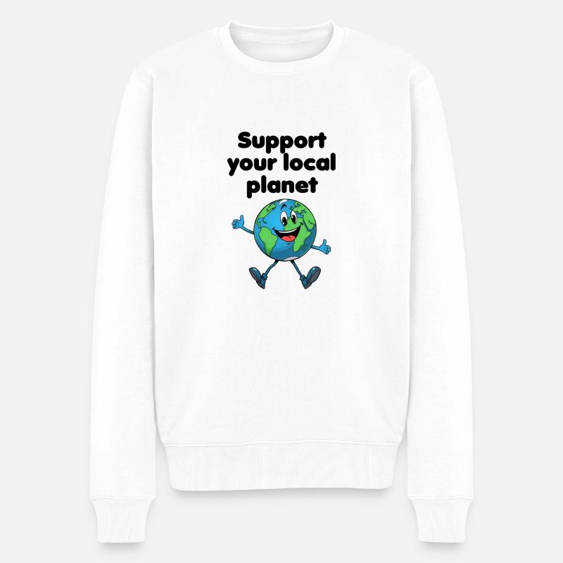 Support your local planet (hell) - Männer Premium Bio Pullover - Weiß