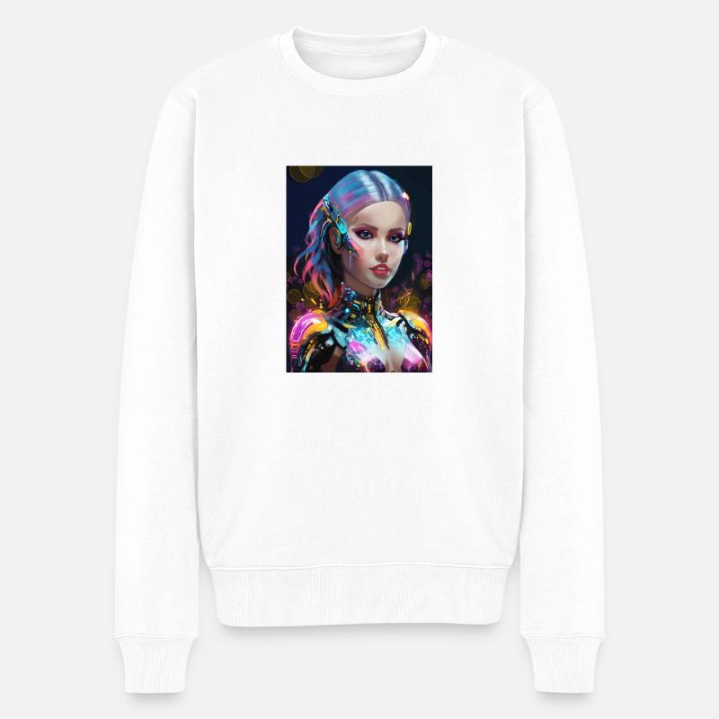 Cyberpunk-Avatar - Männer Premium Bio Pullover - Weiß