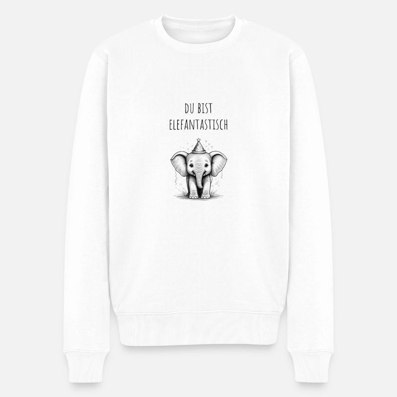 Du bist Elefantastisch - Männer Premium Bio Pullover - Weiß