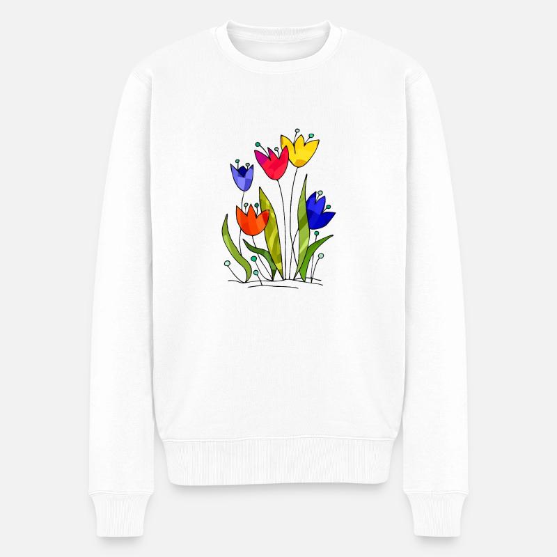Blumen - Männer Premium Bio Pullover - Weiß
