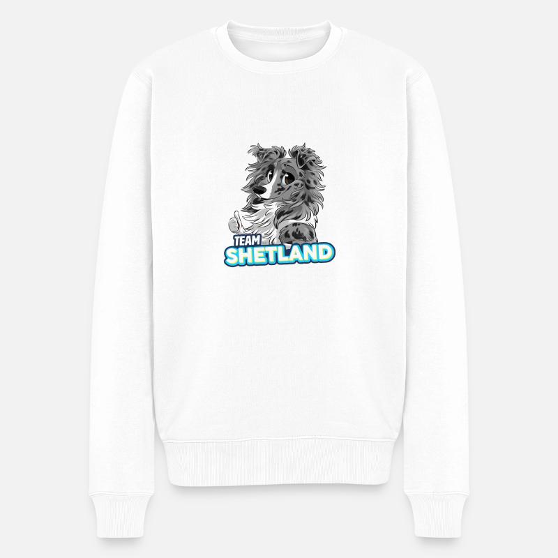 TEAM Shetland - Blue Merle - Männer Premium Bio Pullover - Weiß