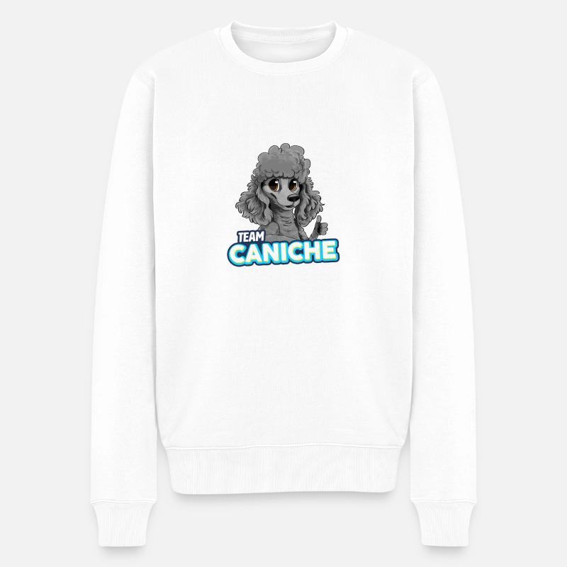 Pudel - Grau - Männer Premium Bio Pullover - Weiß