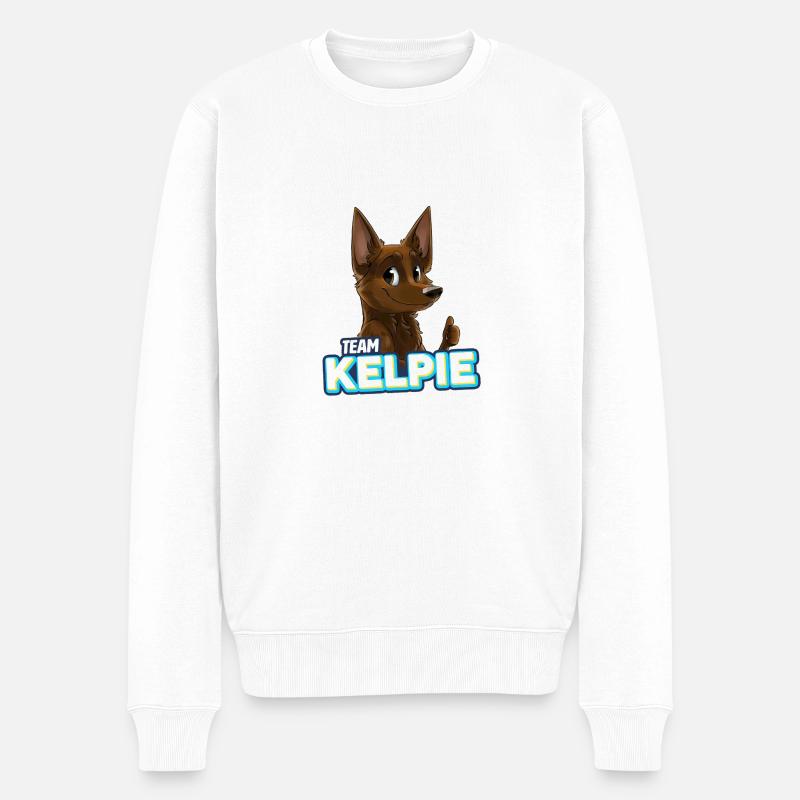 TEAM Kelpie - Schokolade - Männer Premium Bio Pullover - Weiß