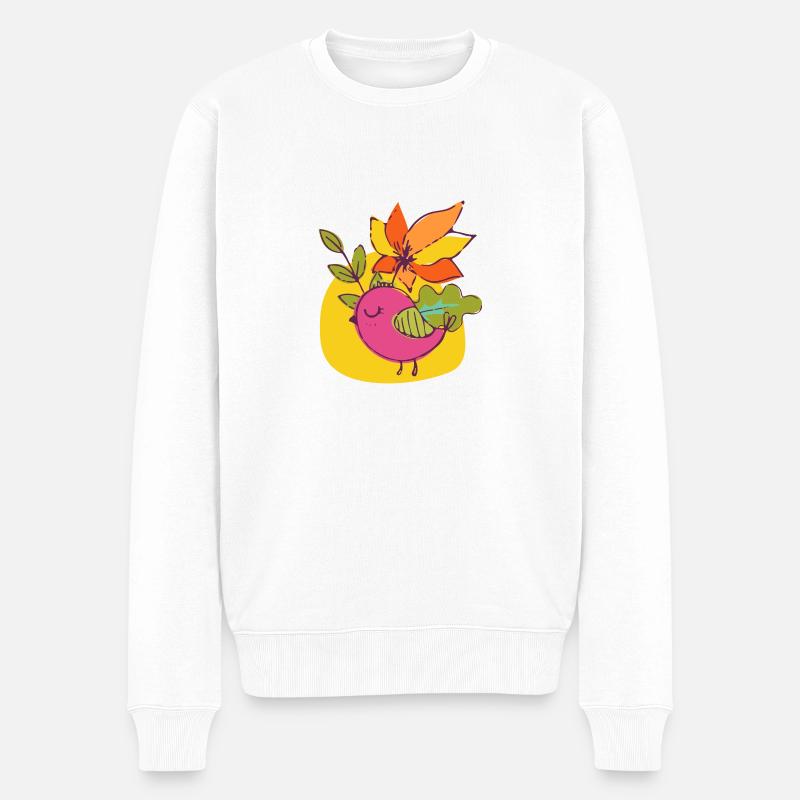 Vogel - Männer Premium Bio Pullover - Weiß