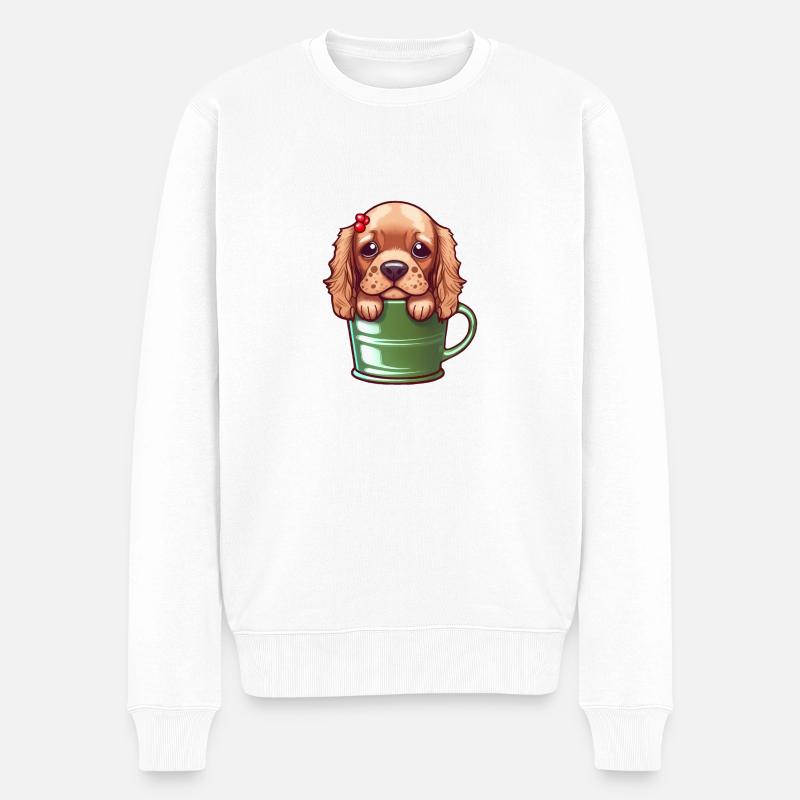 Süßes Weihnachtstier in einem Becher - Hund - Männer Premium Bio Pullover - Weiß