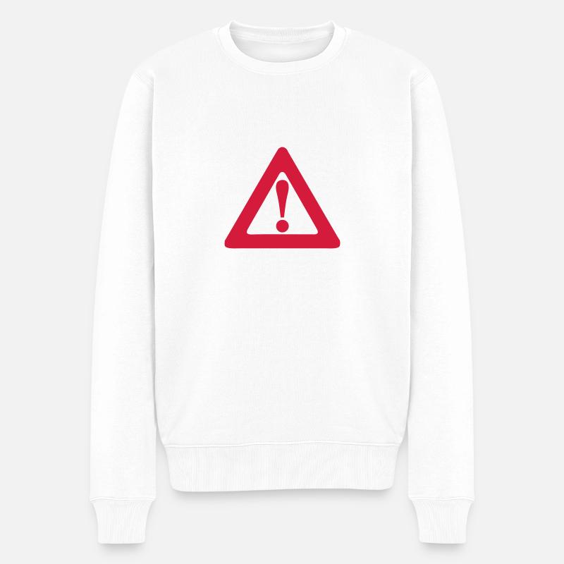 Warndreieck Ausrufezeichen Panel - Männer Premium Bio Pullover - Weiß