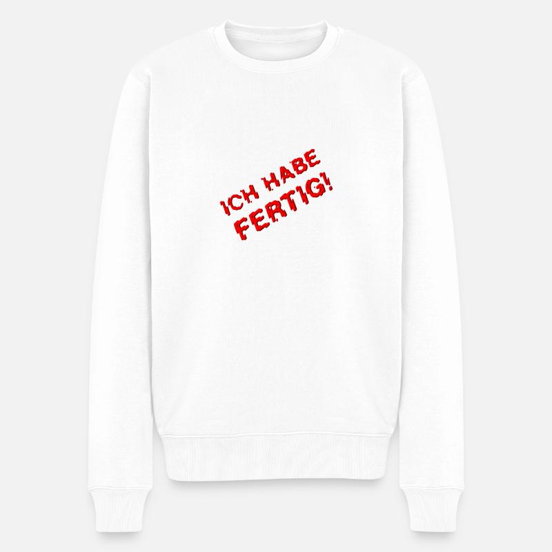 ICH HABE FERTIG rot - Männer Premium Bio Pullover - Weiß