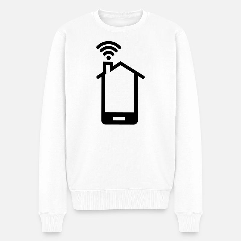 Smartphone huis logo Home WIFI - Männer Premium Bio Pullover - Weiß