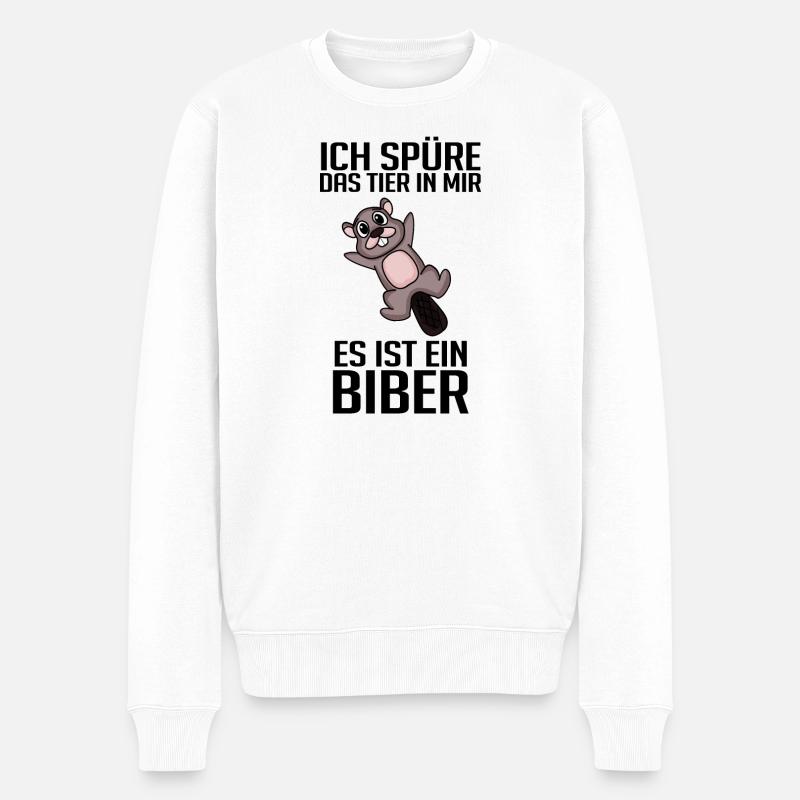 Biber Nagetier Zoo Geschenk - Männer Premium Bio Pullover - Weiß