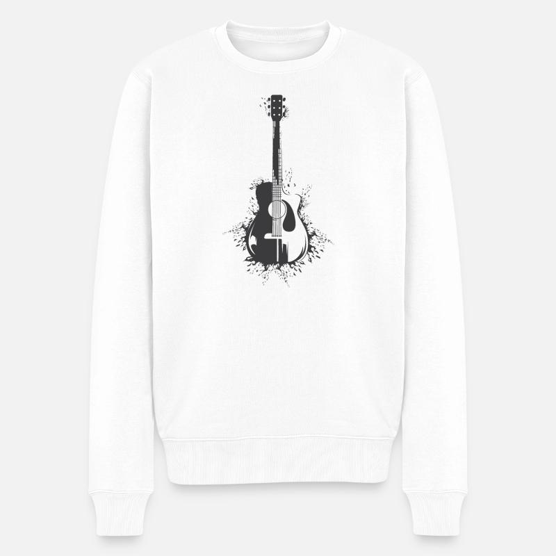 Gitarre Explosion Westerngitarre Logo Gitarrist - Männer Premium Bio Pullover - Weiß