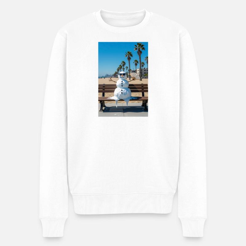 Sommer Schneemann mit Schwimmbrille - Männer Premium Bio Pullover - Weiß