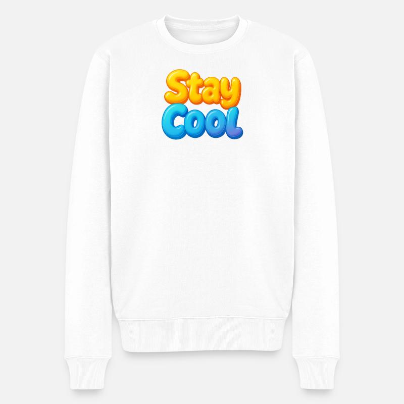 Bunte Wolken Spruch Design - Männer Premium Bio Pullover - Weiß