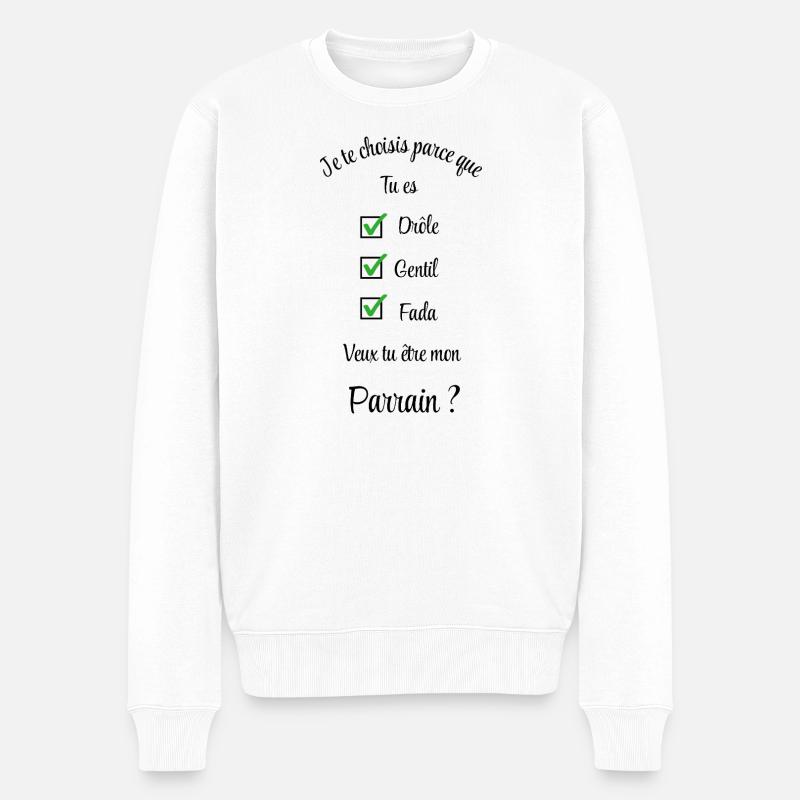 Willst du mein Patenonkel werden? - Männer Premium Bio Pullover - Weiß