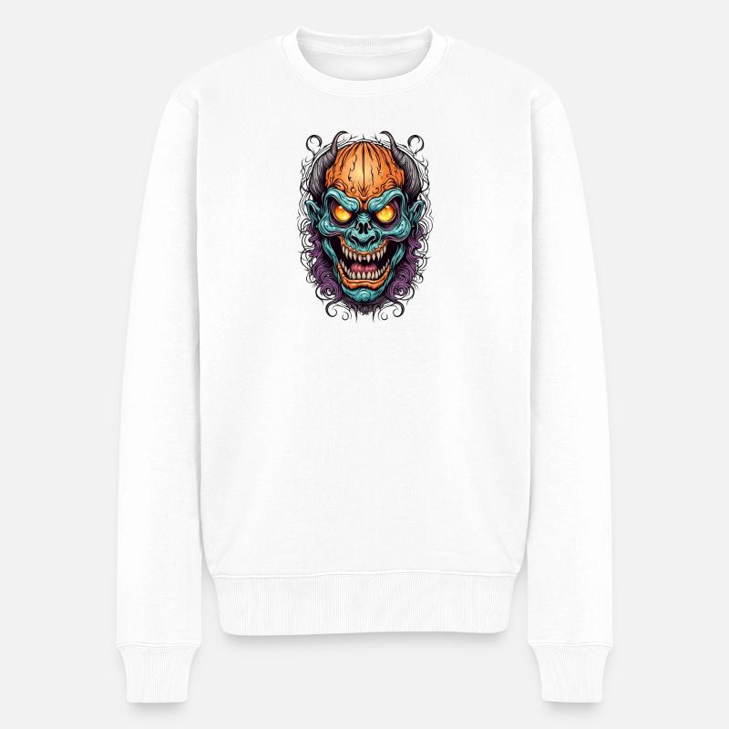Dämonische Neonmaske - Männer Premium Bio Pullover - Weiß