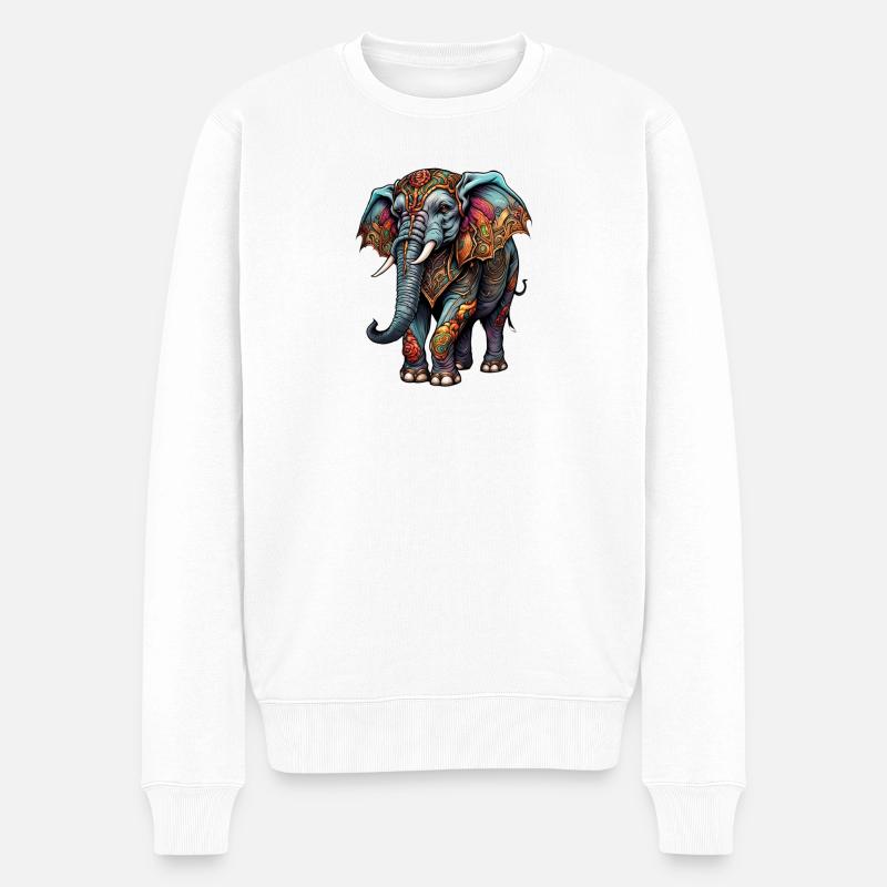 Ornament Elefant Kunst - Männer Premium Bio Pullover - Weiß