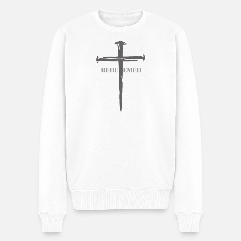 Emblème de la croix rachetée - Pull Premium bio Homme - blanc