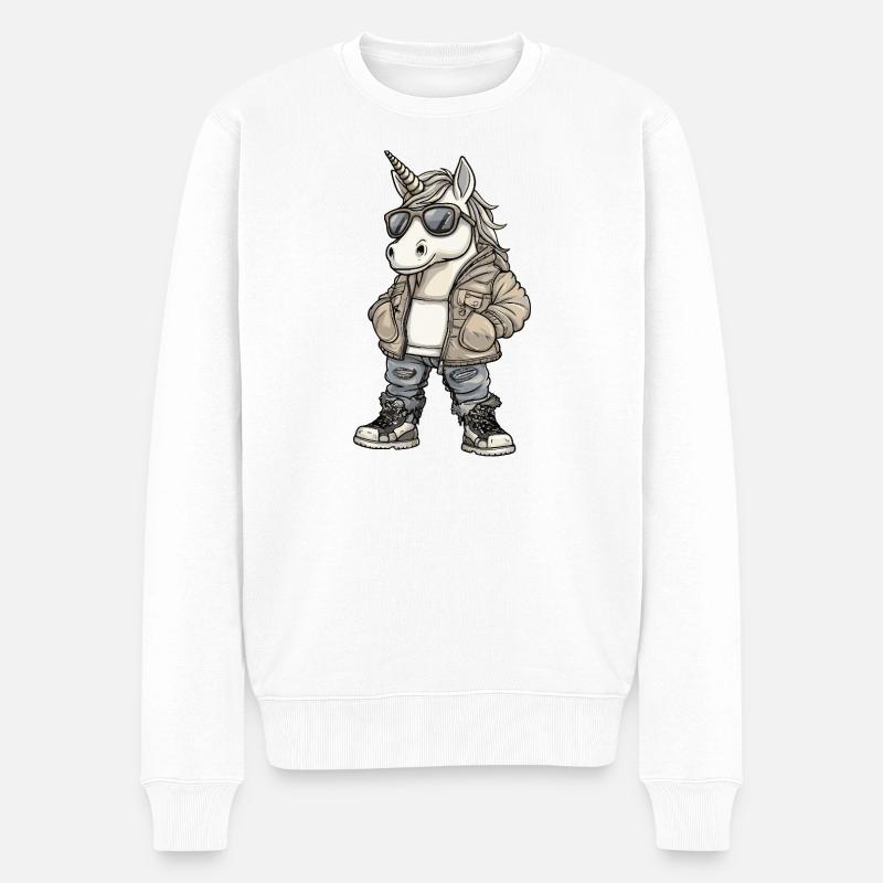 Einhorn Cool Winter - Männer Premium Bio Pullover - Weiß