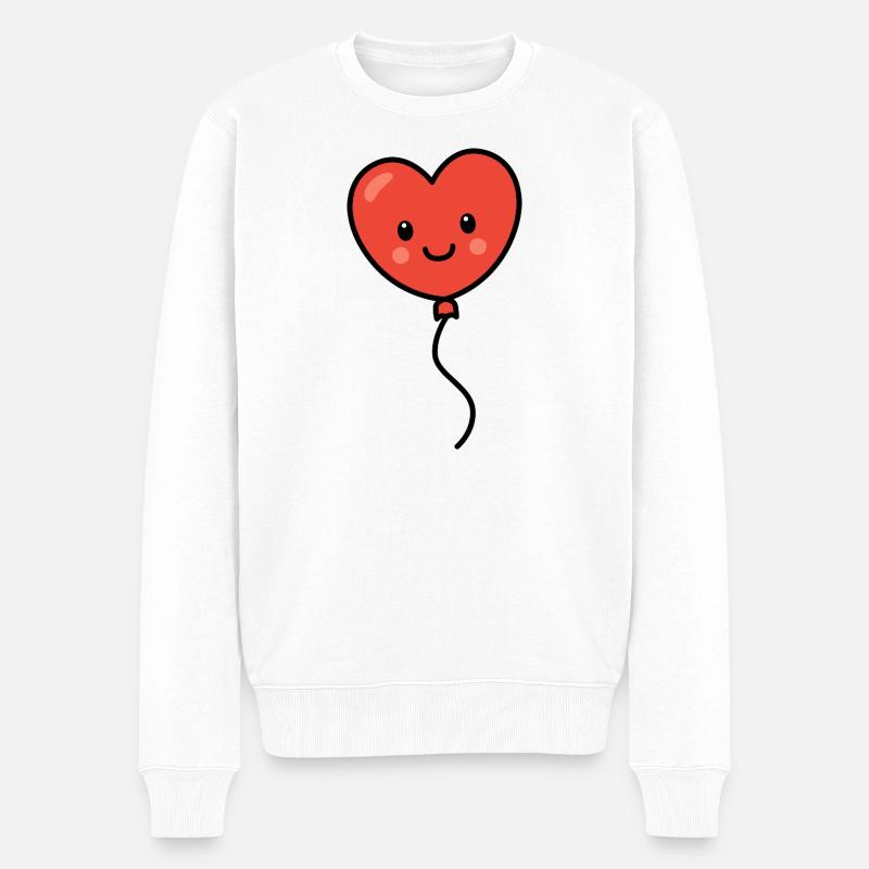 Roter kawaii Herz Luftballon - Männer Premium Bio Pullover - Weiß