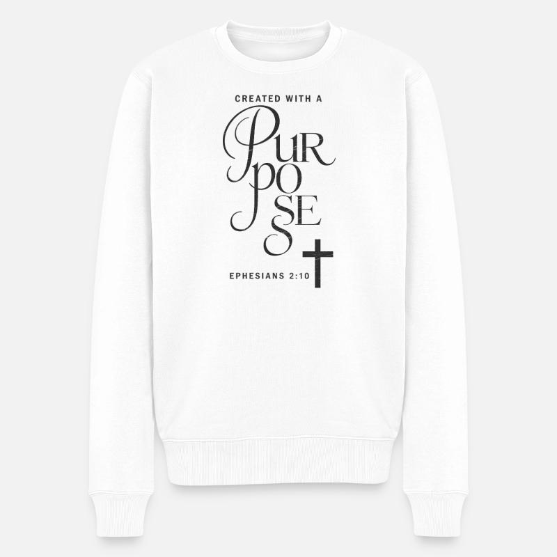 Zielgerichtetes Glaubenskreuz - Männer Premium Bio Pullover - Weiß