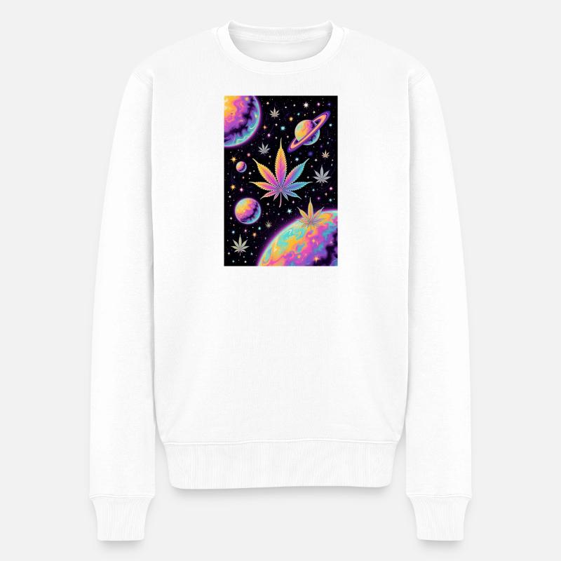 Schéma du cannabis spatial psychédélique - Pull Premium bio Homme - blanc