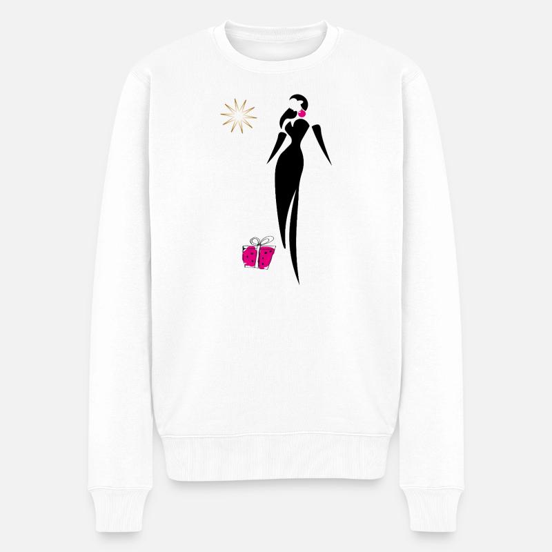 Weihnachten mit goldenem Glitzerstern  - Männer Premium Bio Pullover - Weiß