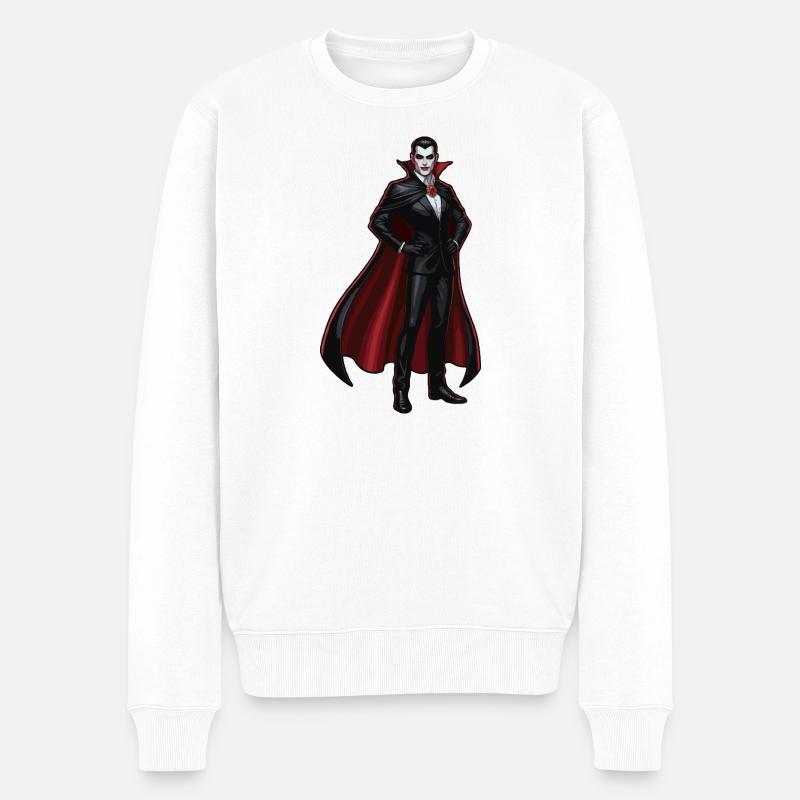 Dracula-Stil Frost mit rotem Cape-Cosplay - Männer Premium Bio Pullover - Weiß