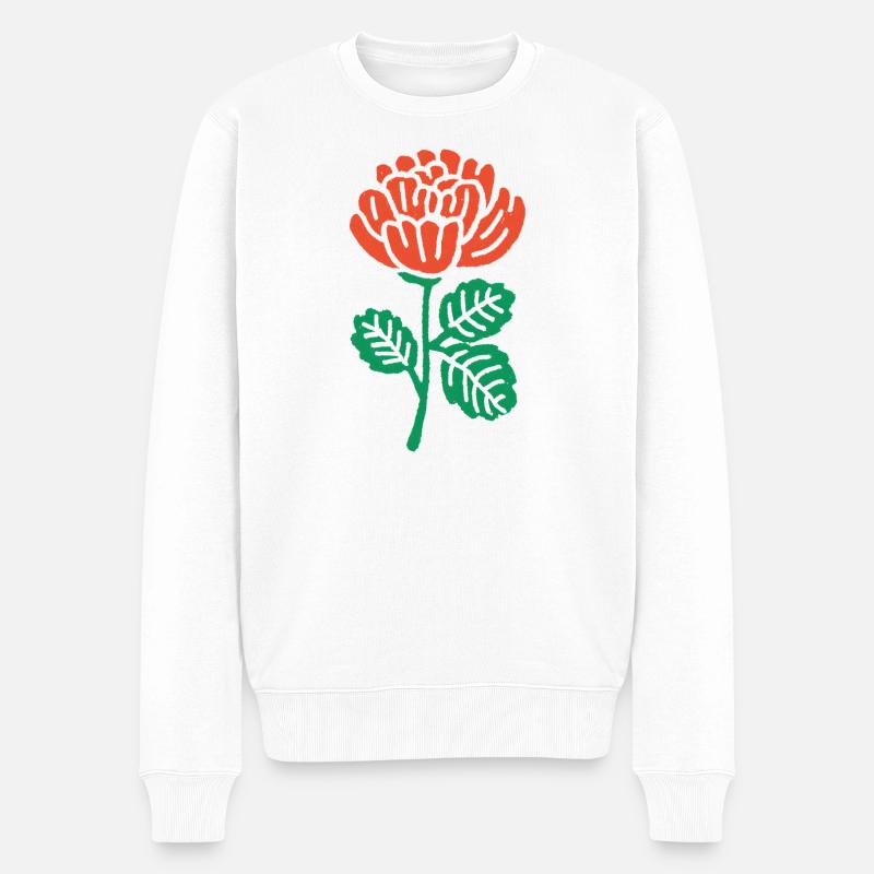 Orangene Rose Illustration - Männer Premium Bio Pullover - Weiß