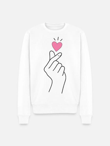 K-Pop Finger Heart - Men's Premium Organic Jumper - white