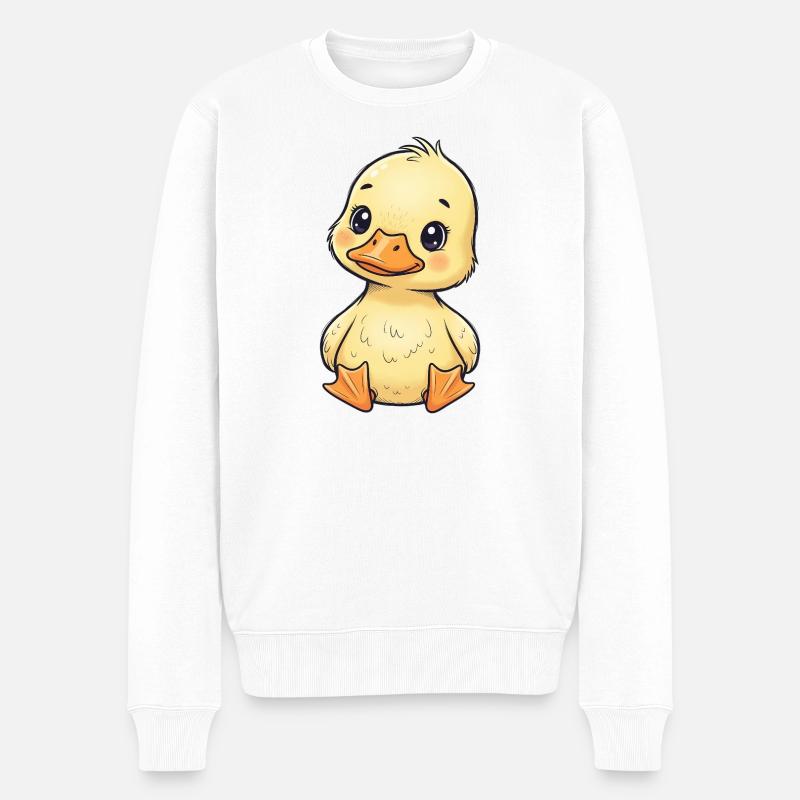 Süßes Küken-Cartoon auf Stoff - Männer Premium Bio Pullover - Weiß